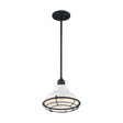 Newbridge - 1 Light - Small Pendant Fixture - Gloss White Finish with Textured Black Accents