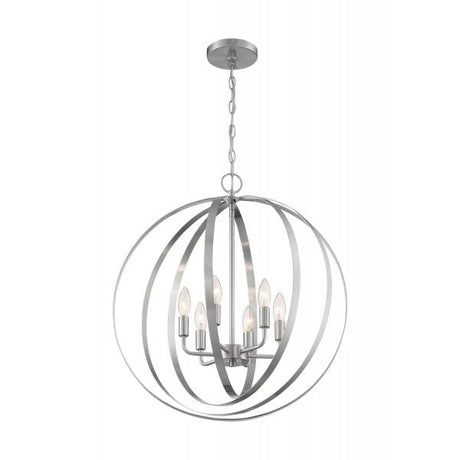 Pendleton - 6 Light - Pendant Fixture - Brushed Nickel Finish