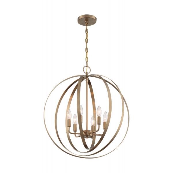 Pendleton - 6 Light - Pendant Fixture - Burnished Brass Finish