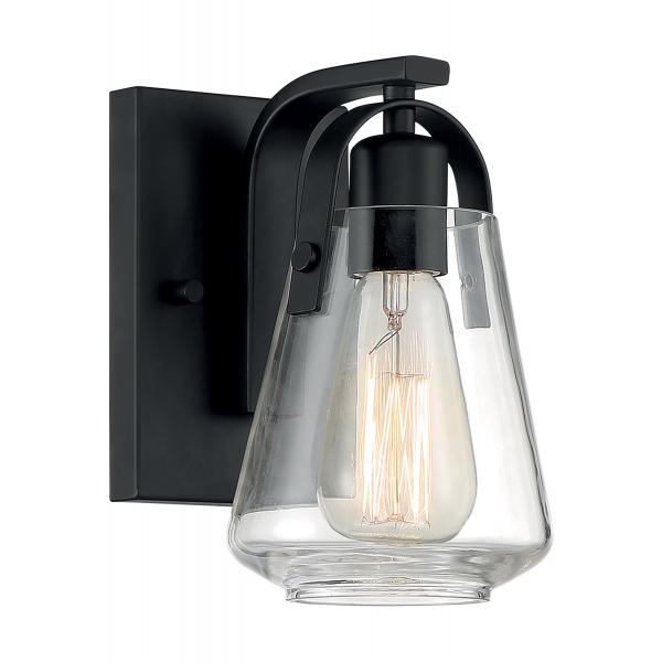 Skybridge - 1 Light - Vanity Fixture - Matte Black Finish with Clear Glass