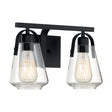 Skybridge - 2 Light - Vanity Fixture - Matte Black Finish with Clear Glass