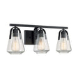 Skybridge - 3 Light - Vanity Fixture - Matte Black Finish with Clear Glass