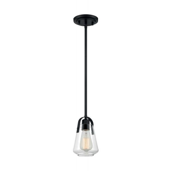 Skybridge - 1 Light - Mini Pendant Fixture - Matte Black Finish with Clear Glass