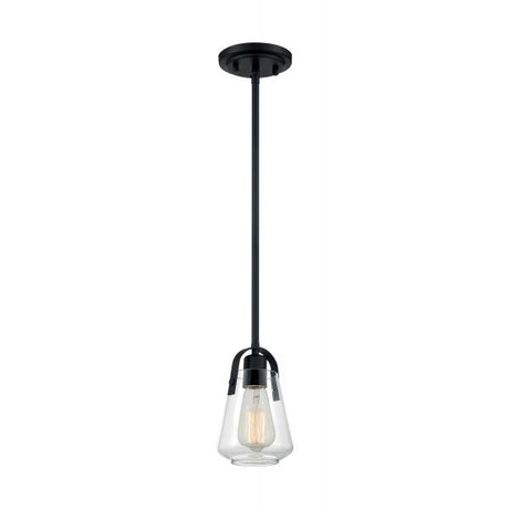 Skybridge - 1 Light - Mini Pendant Fixture - Matte Black Finish with Clear Glass