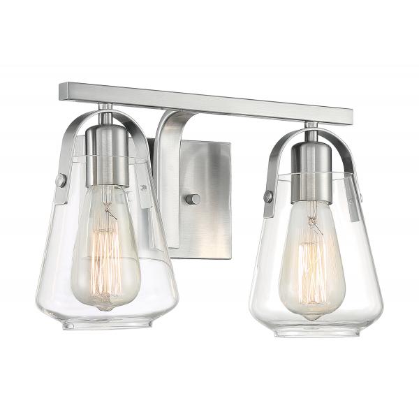 Skybridge - 2 Light - Vanity Fixture - Brushed Nickel Finish with Clear Glass