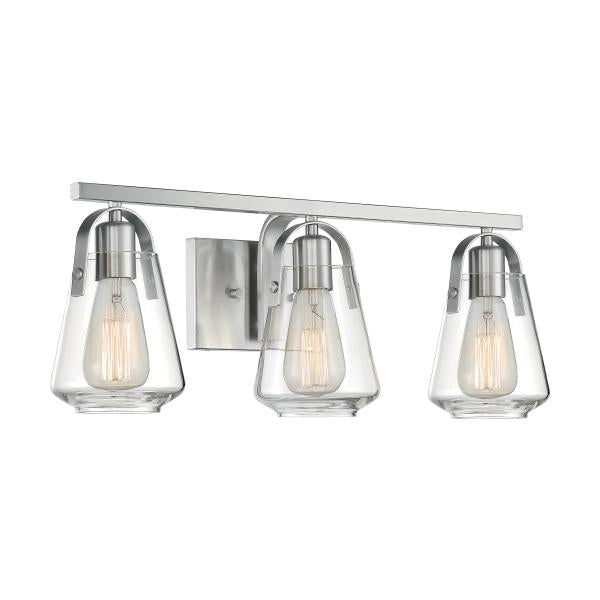 Skybridge - 3 Light - Vanity Fixture - Brushed Nickel Finish with Clear Glass