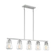 Skybridge - 5 Light - Island Pendant Fixture - Brushed Nickel Finish with Clear Glass