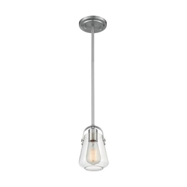 Skybridge - 1 Light - Mini Pendant Fixture - Brushed Nickel Finish with Clear Glass