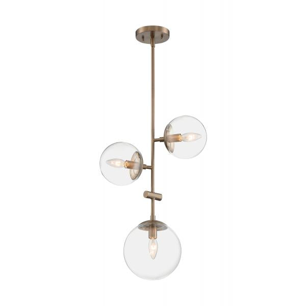 Sky - 3 Light - Pendant Fixture - Burnished Brass Finish - Clear Glass