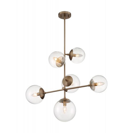 Sky - 6 Light - Pendant Fixture - Burnished Brass Finish - Clear Glass