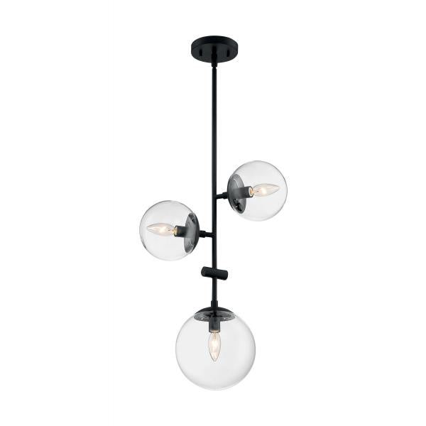 Sky - 3 Light - Pendant Fixture - Matte Black Finish - Clear Glass