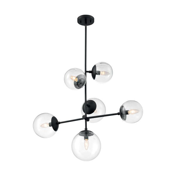 Sky - 6 Light - Pendant Fixture - Matte Black Finish - Clear Glass