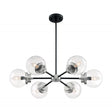 Axis - 6 Light - Chandelier Fixture - Matte Black Finish with Brushed Nickel Accents - Clear Glass