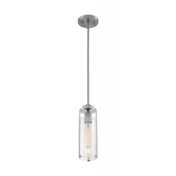 Marina - 1 Light - Mini Pendant Fixture - Brushed Nickel Finish with Clear Glass