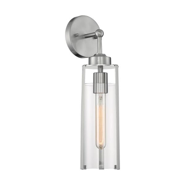 Marina - 1 Light - Wall Sconce Fixture - Brushed Nickel Finish with Clear Glass