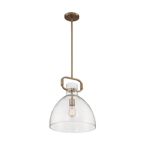 Teresa - 1 Light - Bell Pendant Fixture - Burnished Brass Finish with Clear Glass