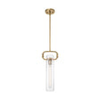 Teresa - 1 Light - Cylinder Pendant Fixture - Burnished Brass Finish with Clear Glass