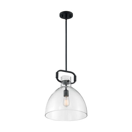 Teresa - 1 Light - Bell Pendant Fixture - Matte Black Finish with Clear Glass