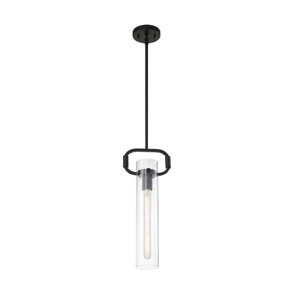 Teresa - 1 Light - Cylinder Pendant Fixture - Matte Black Finish with Clear Glass