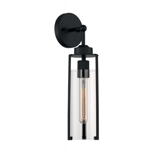 Marina - 1 Light - Wall Sconce Fixture - Matte Black Finish with Clear Glass