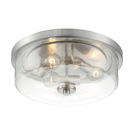 Sommerset - 3 Light - Flush Mount Fixture - Brushed Nickel Finish with Clear Glass