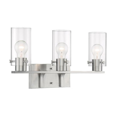 Sommerset - 3 Light - Vanity Fixture - Brushed Nickel Finish with Clear Glass