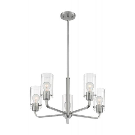 Sommerset - 5 Light - Chandelier Fixture - Brushed Nickel Finish with Clear Glass