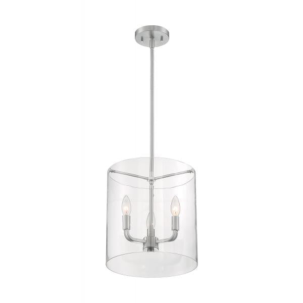 Sommerset - 3 Light - Pendant Fixture - Brushed Nickel Finish with Clear Glass