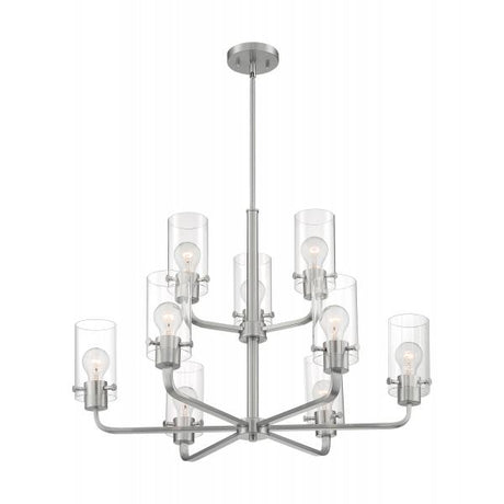 Sommerset - 9 Light - Chandelier Fixture - Brushed Nickel Finish with Clear Glass