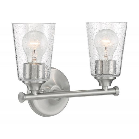 Bransel - 2 Light - Vanity Fixture - Brushed Nickel Finish with Clear Seeded Glass