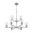 Bransel - 9 Light - Chandelier Fixture - Brushed Nickel Finish with Clear Seeded Glass