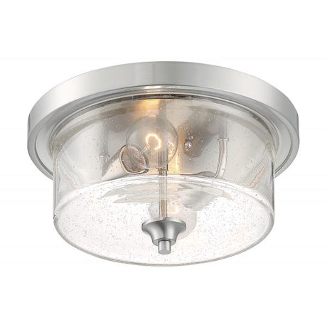 Bransel - 2 Light - Flush Mount Fixture - Brushed Nickel Finish with Clear Seeded Glass