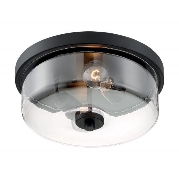 Sommerset - 2 Light - Flush Mount Fixture - Matte Black Finish with Clear Glass