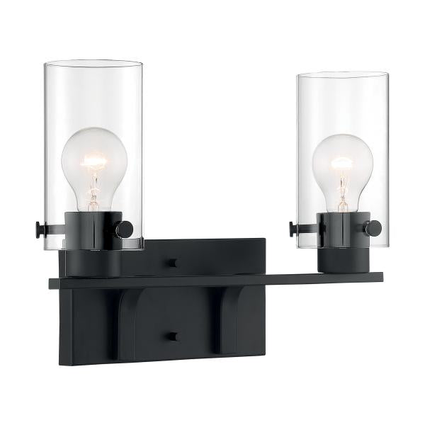 Sommerset - 2 Light - Vanity Fixture - Matte Black Finish with Clear Glass