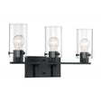 Sommerset - 3 Light - Vanity Fixture - Matte Black Finish with Clear Glass