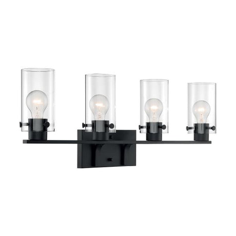 Sommerset - 4 Light - Vanity Fixture - Matte Black Finish with Clear Glass