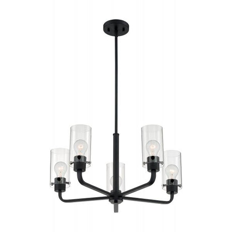 Sommerset - 5 Light - Chandelier Fixture - Matte Black Finish with Clear Glass