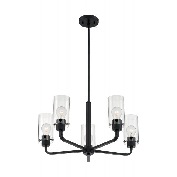 Sommerset - 5 Light - Chandelier Fixture - Matte Black Finish with Clear Glass