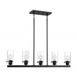 Sommerset - 5 Light - Island Pendant Fixture - Matte Black Finish with Clear Glass