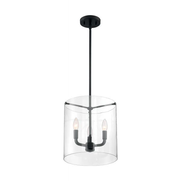 Sommerset - 3 Light - Pendant Fixture - Matte Black Finish with Clear Glass