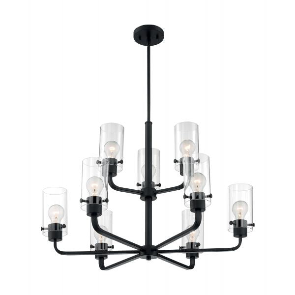 Sommerset - 9 Light - Chandelier Fixture - Matte Black Finish with Clear Glass