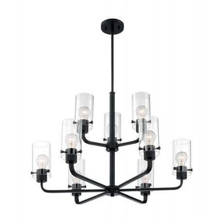 Sommerset - 9 Light - Chandelier Fixture - Matte Black Finish with Clear Glass