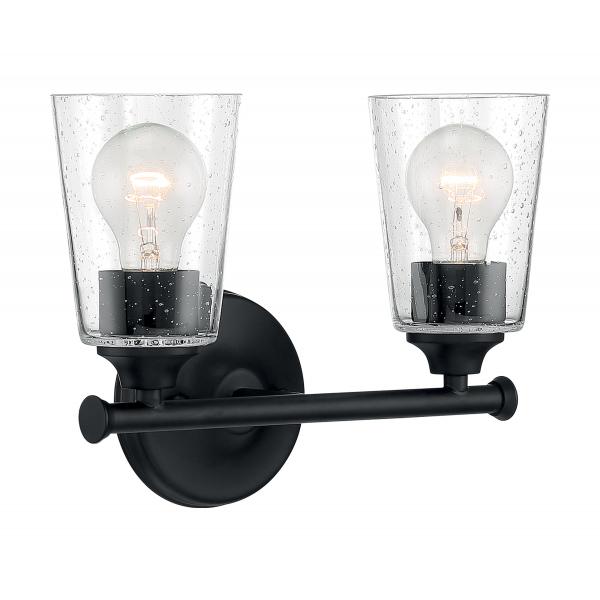 Bransel - 2 Light - Vanity Fixture - Matte Black Finish with Clear Seeded Glass