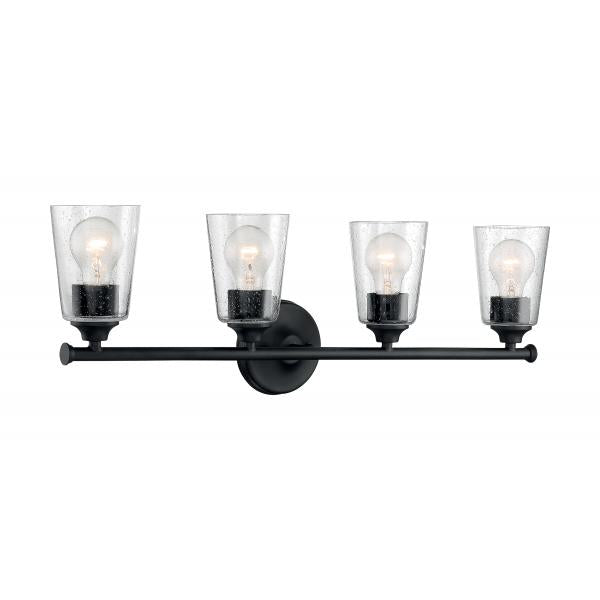 Bransel - 4 Light - Vanity Fixture - Matte Black Finish with Clear Seeded Glass