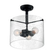 Bransel - 3 Light - Semi-Flush Fixture - Matte Black Finish with Clear Seeded Glass