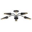 Marc 5 Light Chandelier - Matte Black Finish - Gold Accents