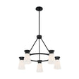 Caleta - 5 Light - Chandelier Fixture - Black Finish with Frosted Cylindrical Glass