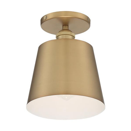 Motif - 1 Light - 7 in. - Semi-Flush Brushed Brass with White Accent