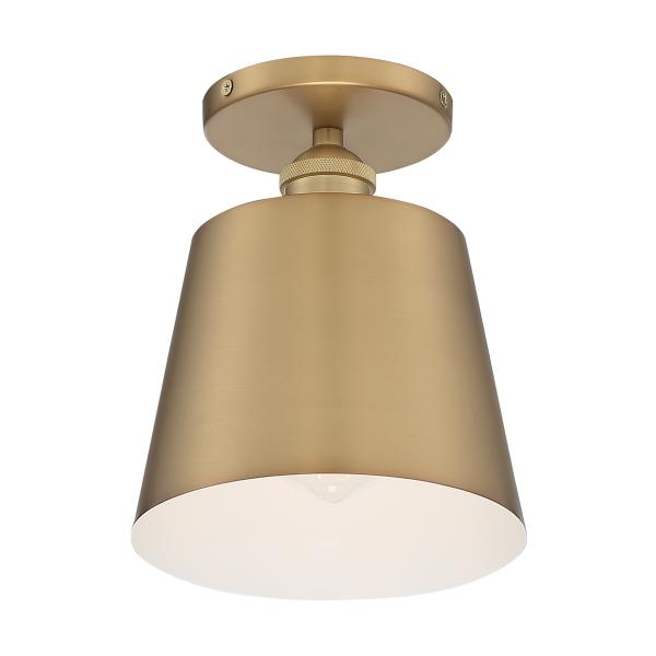 Motif - 1 Light - 7 in. - Semi-Flush Brushed Brass with White Accent