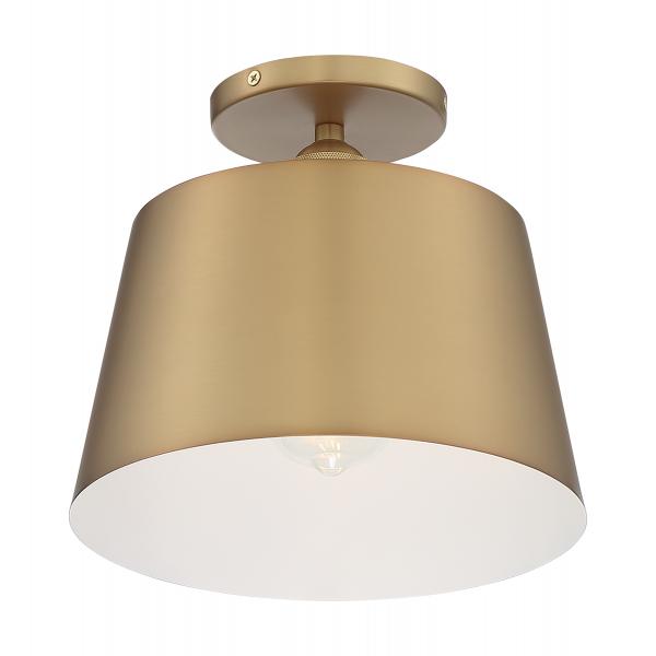 Motif - 1 Light - 10 in. - Semi-Flush Brushed Brass with White Accent